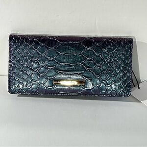 Brahmin Ady Bifold Wallet Leather Electric Blue Ateague Metallic Lightweight